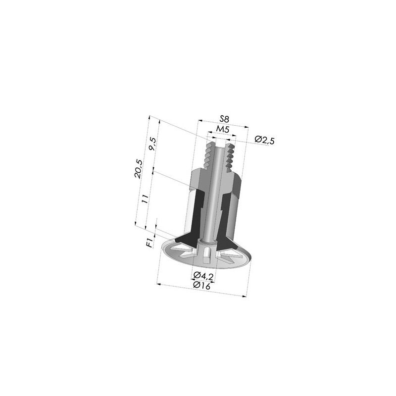 Novacom : Ventouse Plate Série 90 Ø 16.5MM