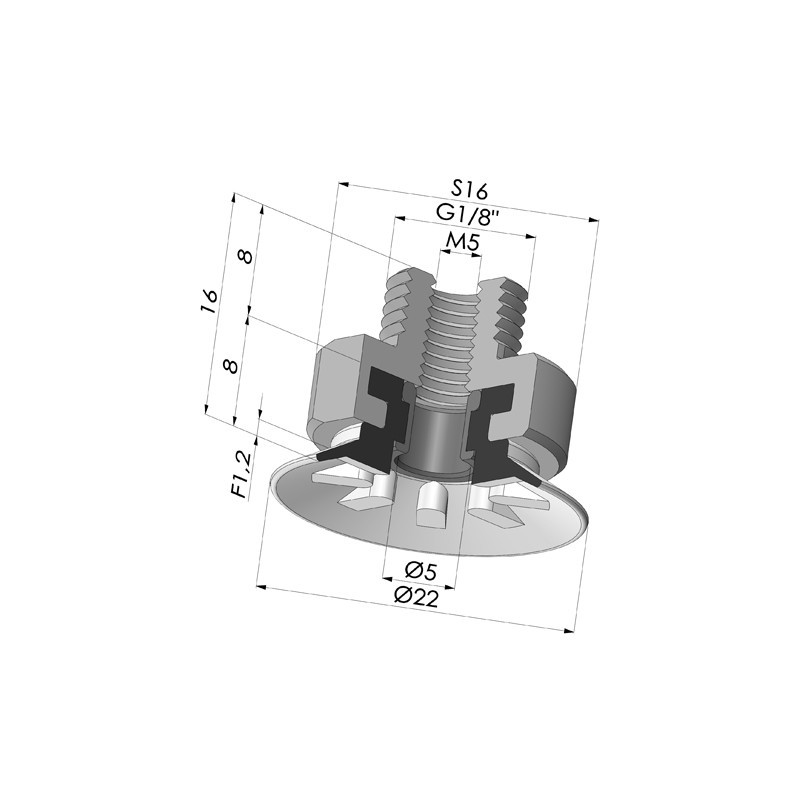 Novacom : Ventouse Plate Série 90 Ø 22MM