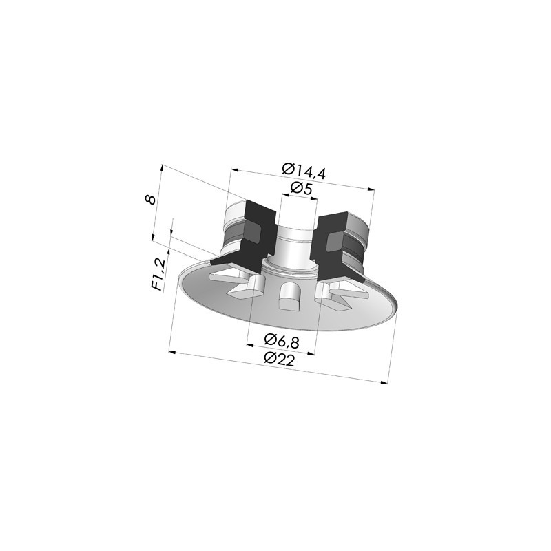 Novacom : Ventouse Plate Série 90 Ø 22MM