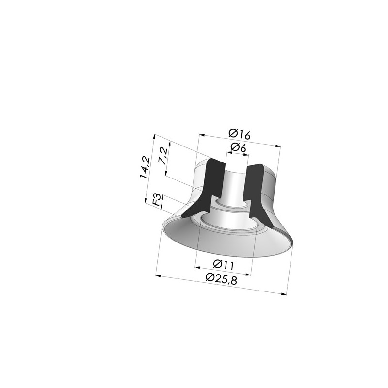 Novacom : Ventouse plate série PFG Ø 25.8 mm