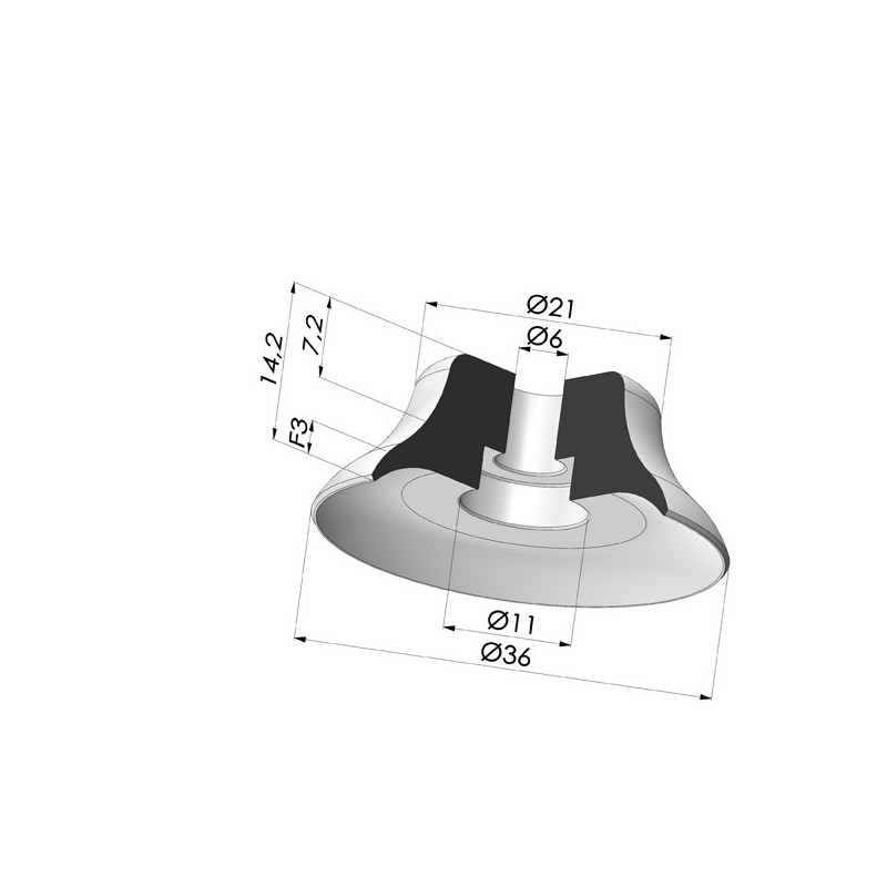 Novacom : Ventouse plate série PFG Ø 36 mm