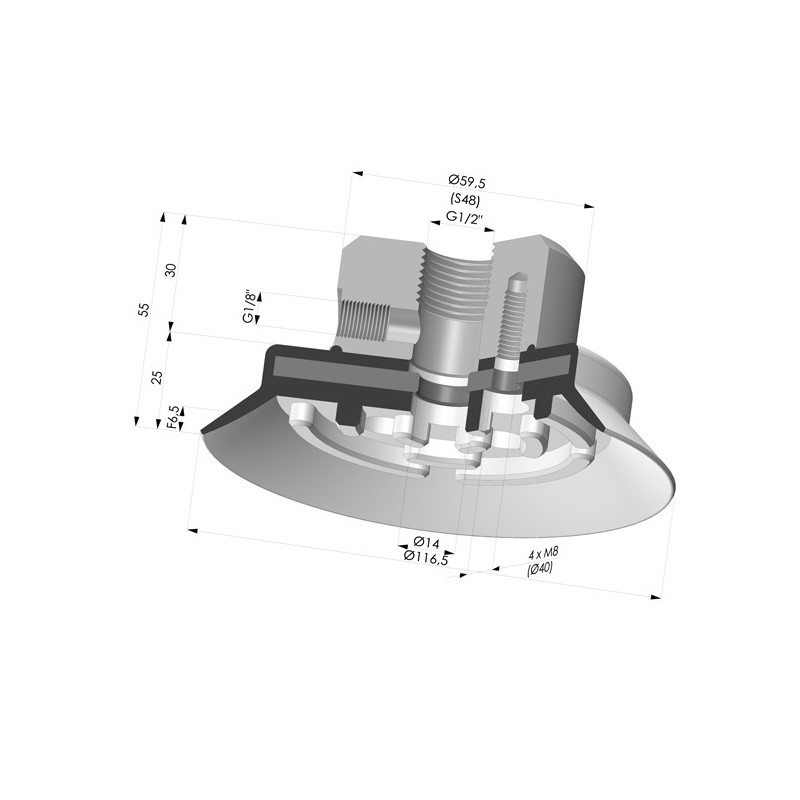 Novacom : Ventouse plate série PFTF Ø 116.5 mm