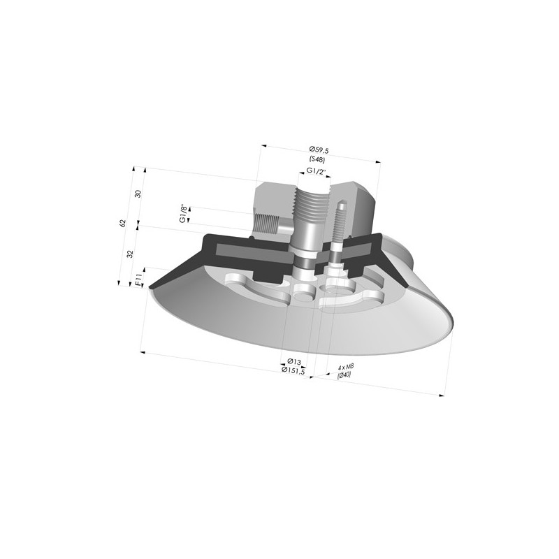 Novacom : Ventouse plate série PFTF Ø 151.5 mm