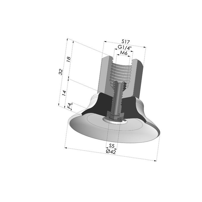 Novacom : Ventouse plate série PFTF Ø 42 mm