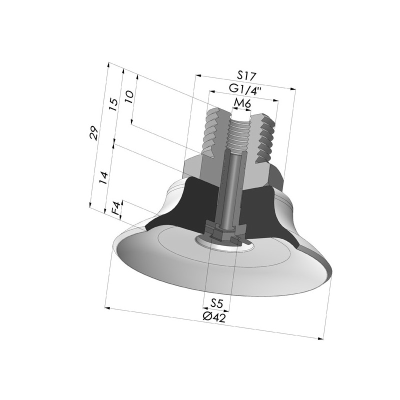 Novacom : Ventouse plate série PFTM Ø 42 mm