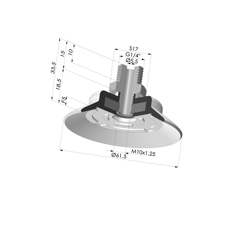 Novacom : Ventouse plate série PFTM Ø 61.5 mm