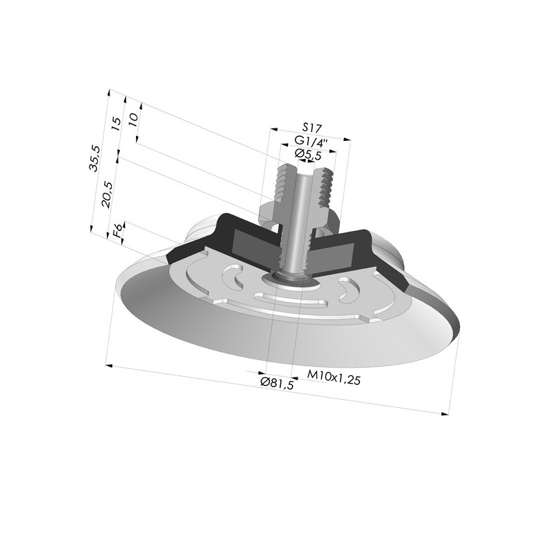 Novacom : Ventouse plate série PFTM Ø 81.5 mm