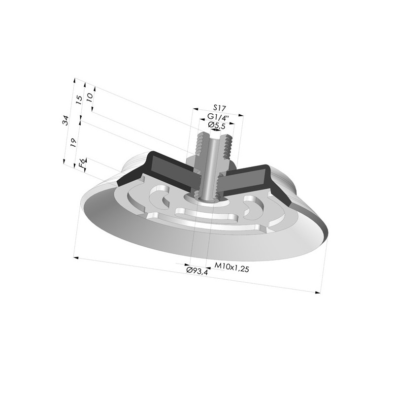 Novacom : Ventouse plate série PFTM Ø 93.4 mm