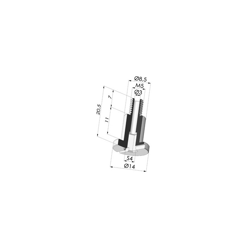 Novacom : Vis M5 - ØTête 14MM - L 20.5MM