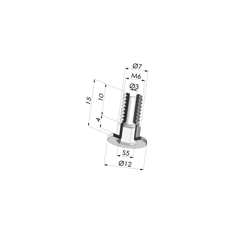 Novacom : Vis M6 - ØTête 12MM - L 15MM