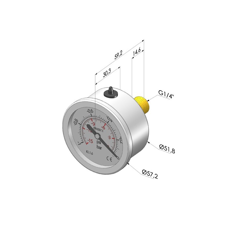 Novacom : Vacuomètre à bain de glycérine série VA - Ø 50 mm