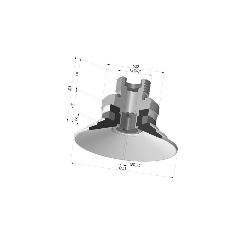 Novacom : Ventouse Plate Série 9 Ø 51MM