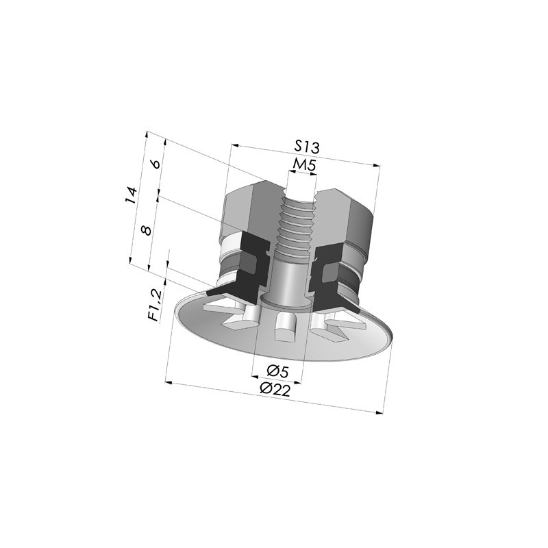 Novacom : Ventouse Plate Série 90 Ø 22MM