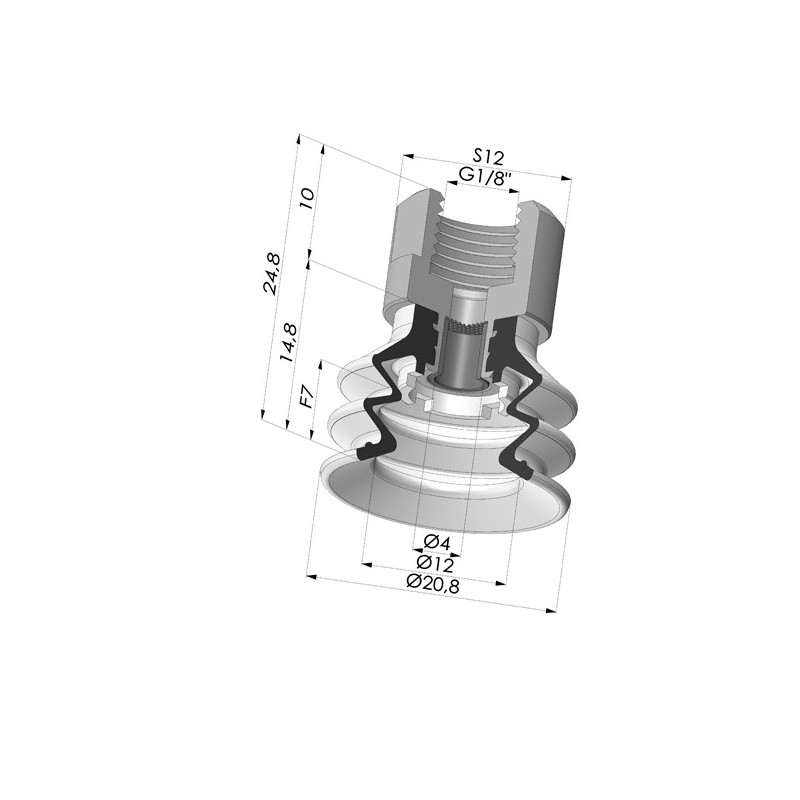 Novacom : Ventouse 2.5 Soufflets Série 96C Ø 20MM