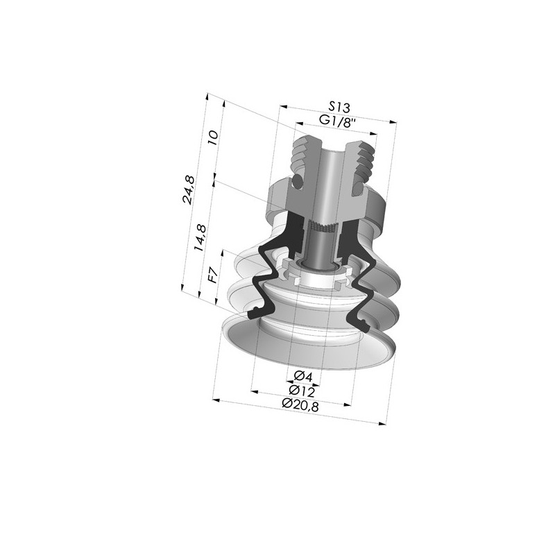 Novacom : Ventouse 2.5 Soufflets Série 96C Ø 20MM