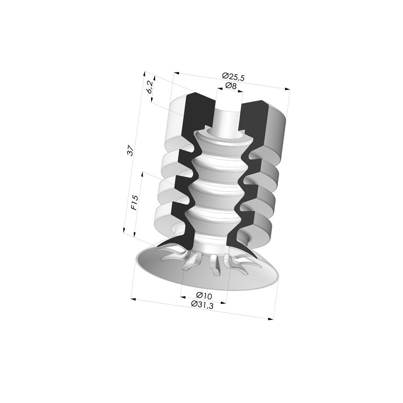 Novacom : Ventouse 4.5 Soufflets Série 95-2 Ø 31MM