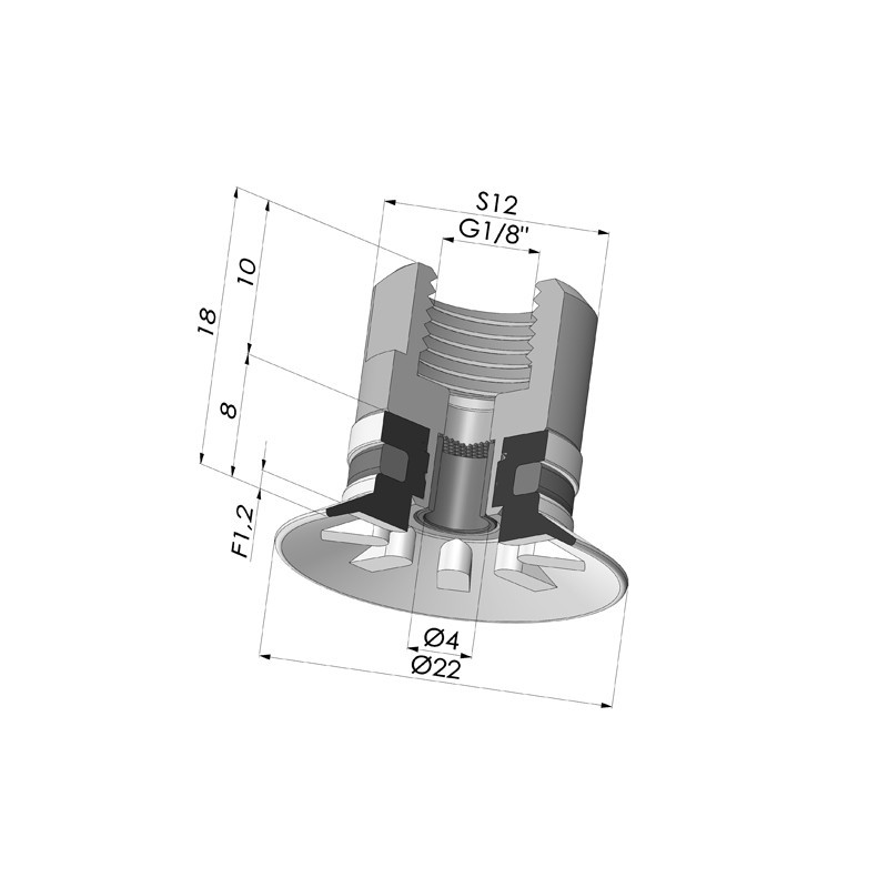 Novacom : Ventouse Plate Série 90 Ø 22MM