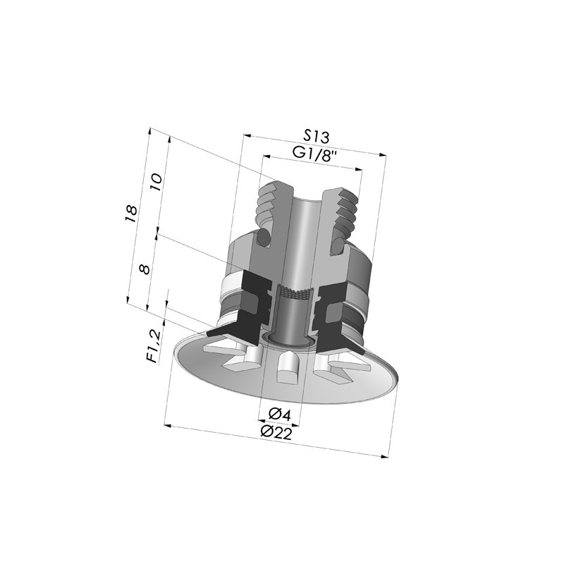 Novacom : Ventouse Plate Série 90 Ø 22MM