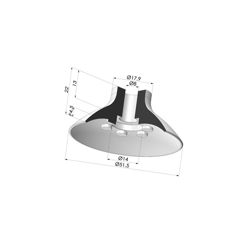 Novacom : Ventouse Plate Série VPC Ø 51.5MM