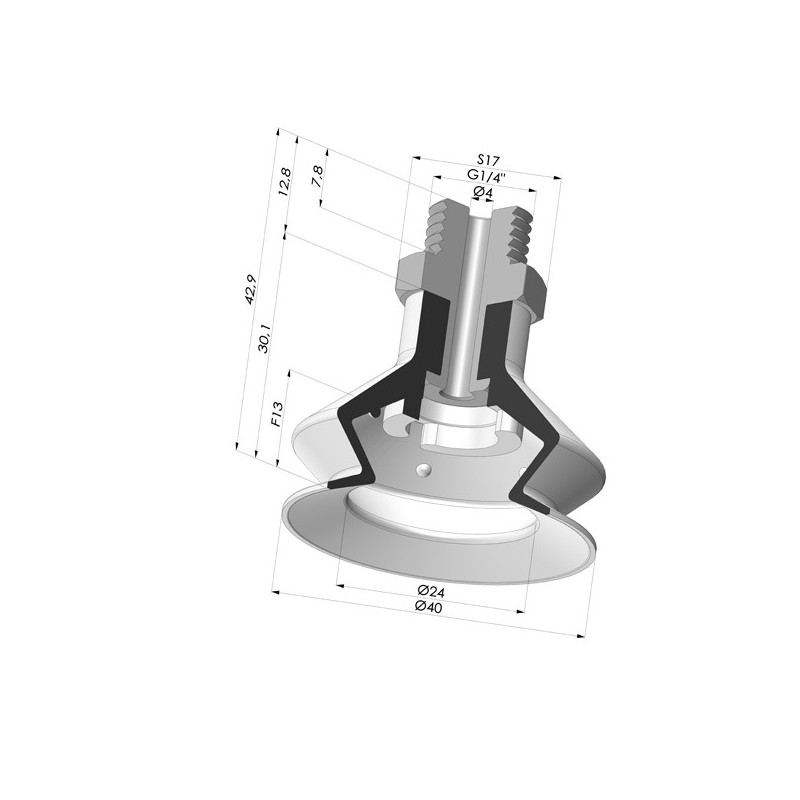 Novacom : Ventouse 1.5 Soufflets Série 8SB Ø 40MM avec insert