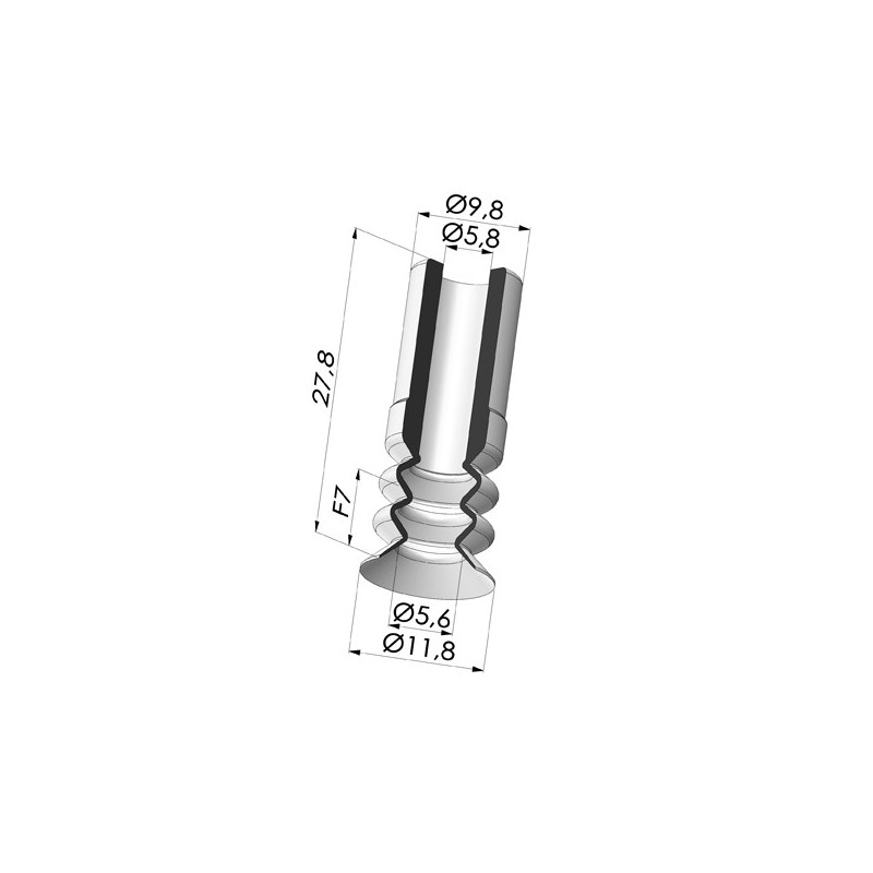 Novacom : Ventouse 2.5 Soufflets Série 8M Ø 11.8MM