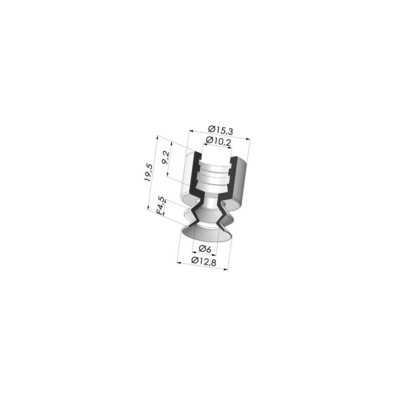 Novacom : Ventouse 1.5 Soufflets Série 8 Ø 12.8MM