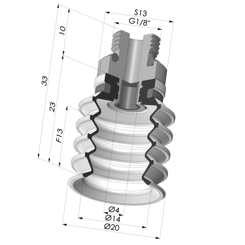 Novacom : Ventouse 4.5 Soufflets Série 92 Ø 20MM