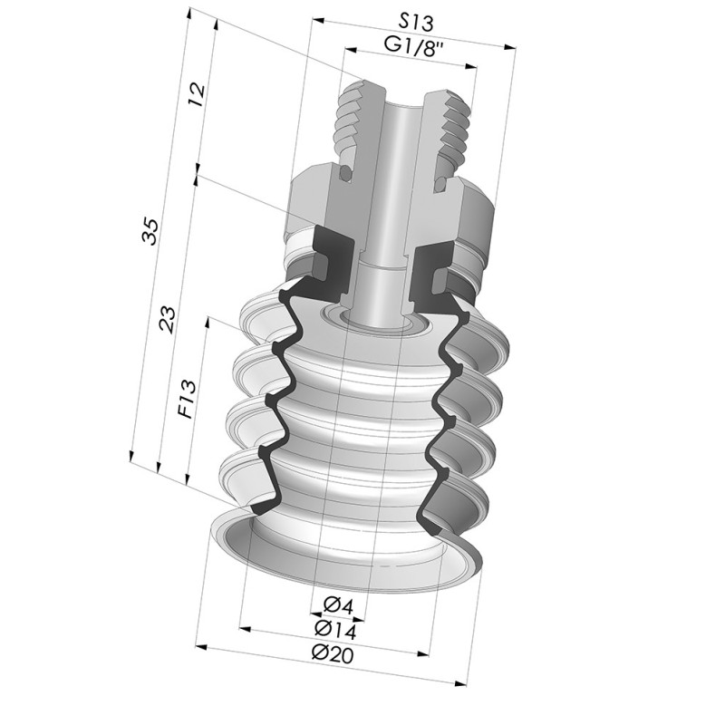 Novacom : Ventouse 4.5 Soufflets Série 92 Ø 20MM