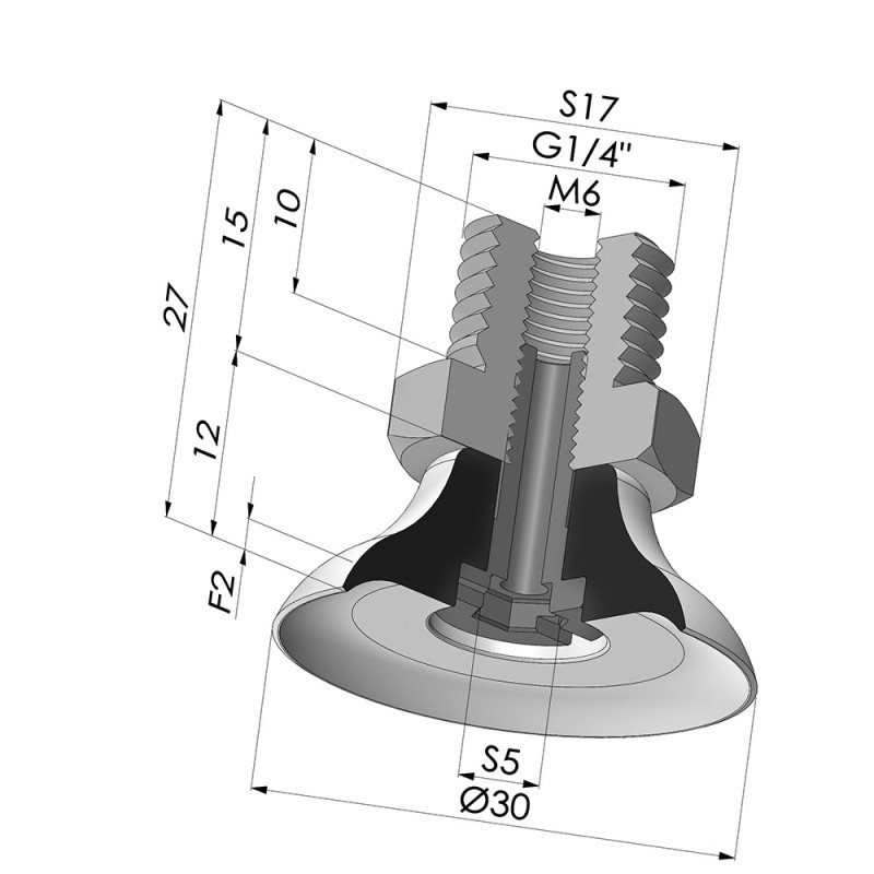 Novacom : Ventouse plate série PFTM Ø 30 mm