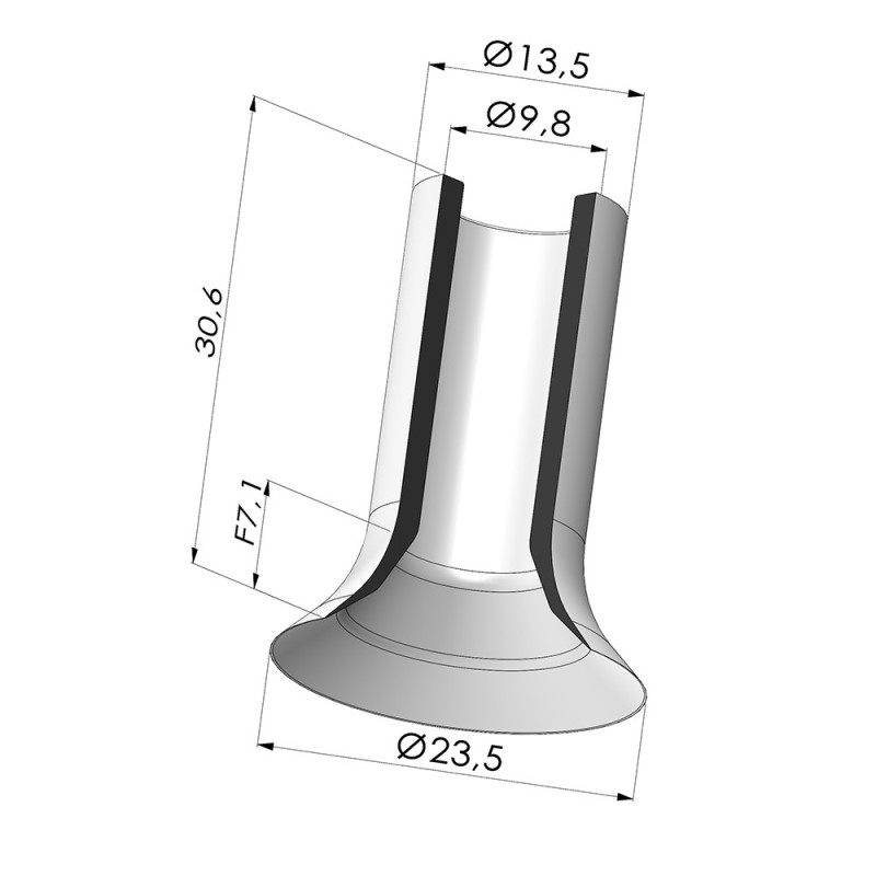 Novacom : Ventouse Plate Série 7 Ø 23MM