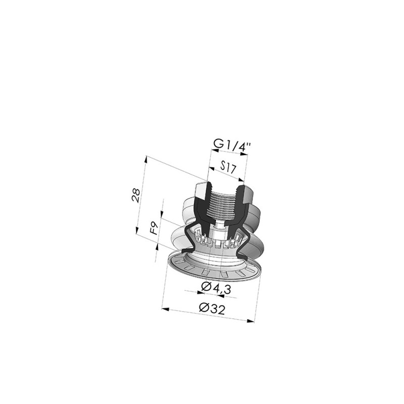 Novacom : Ventouse 1.5 Soufflets Série 8R Ø 32MM