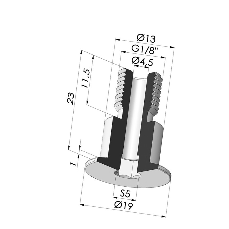 Novacom : Vis G1/8" - ØTête 19MM - L 23MM