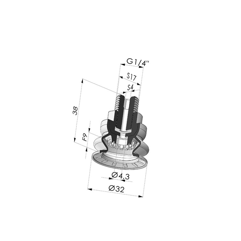 Novacom : Ventouse 1.5 Soufflets Série 8R Ø 32MM