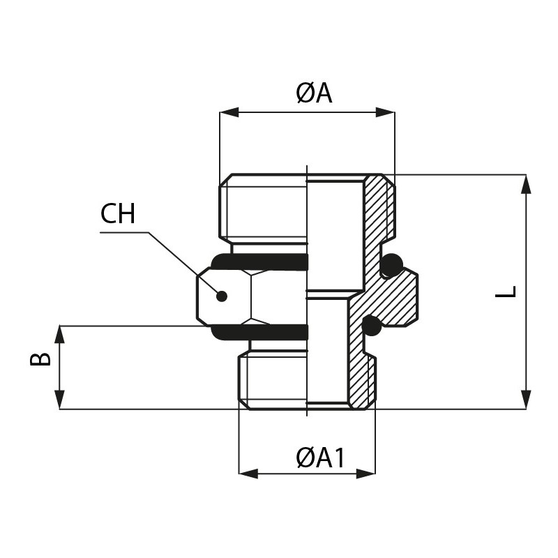 Novacom : Mâmelon Mâle / Mâle - Cylindrique avec joint