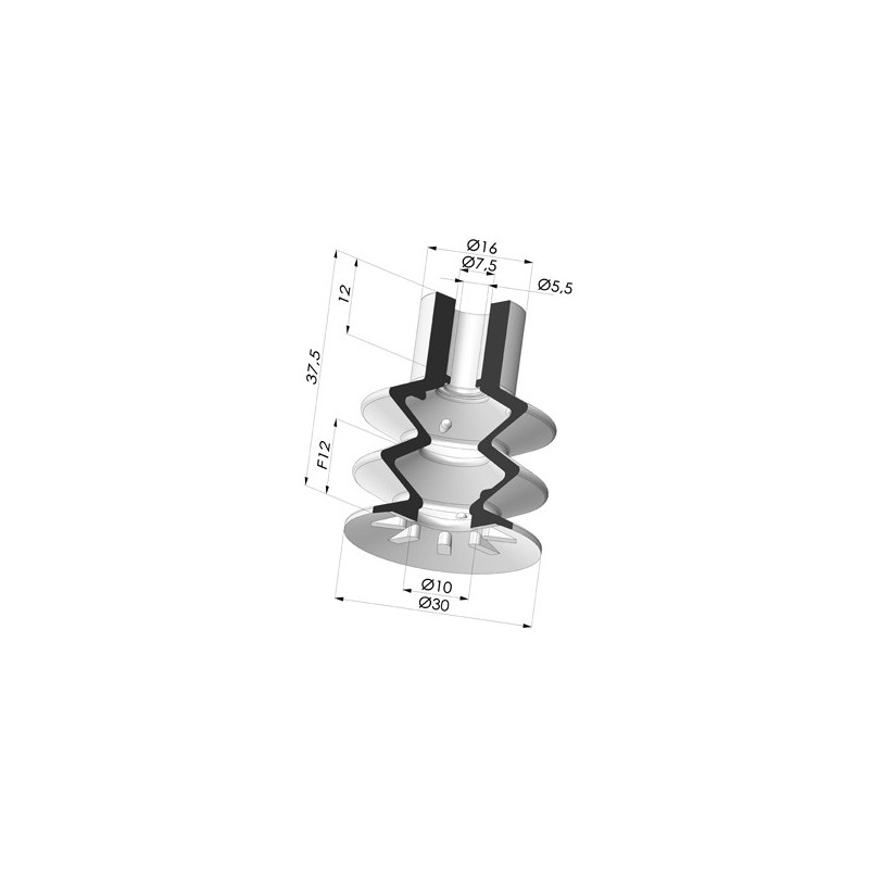 Novacom : Ventouse 2.5 Soufflets Série 8 Ø 30MM