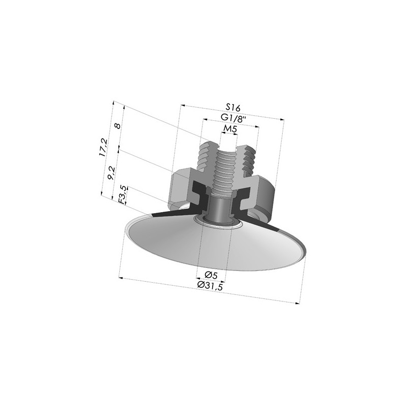 Novacom : Ventouse Plate Série 9 Ø 31.5MM