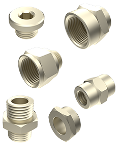Reducers, sleeves and plugs in nickel-plated brass