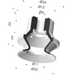 Bellows Suction Cup 1.5 folds Series PBG, Ø 22 mm