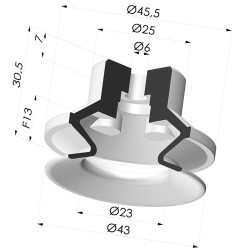 Bellows Suction Cup 1.5 folds Series PBG, Ø 43 mm
