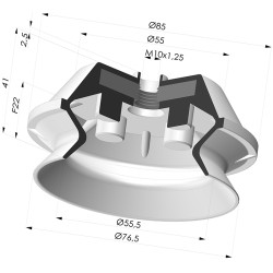 Bellows Suction Cup 1.5 folds Series PBG, Ø 76.5 mm