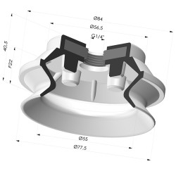 Bellows Suction Cup 1.5 folds Series PBG, Ø 77.5 mm
