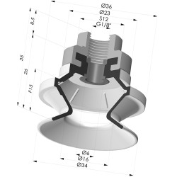 Bellows Suction Cup 1.5 folds Series 91, Ø 35 mm