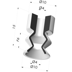 Bellows Suction Cup 1.5 folds Series 1, Ø 10 mm