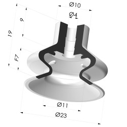 Bellows Suction Cup 1.5 folds Series 1, Ø 23 mm