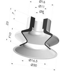 Bellows Suction Cup 1.5 folds Series 1, Ø 30 mm