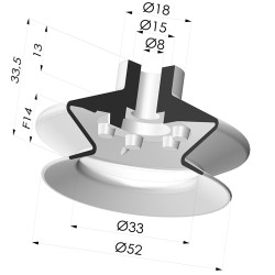Bellows Suction Cup 1.5 folds Series 1, Ø 52 mm