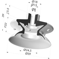 Bellows Suction Cup 1.5 folds Series 1, Ø 59 mm