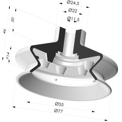 Bellows Suction Cup 1.5 folds Series 1, Ø 77 mm