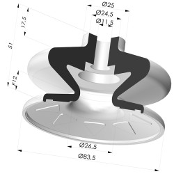 Bellows Suction Cup 1.5 folds Series 1, Ø 83.5 mm