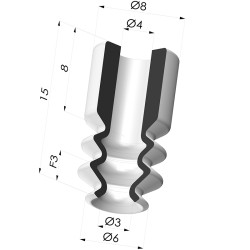 Bellows Suction Cup 2.5 folds Series 8, Ø 6 mm